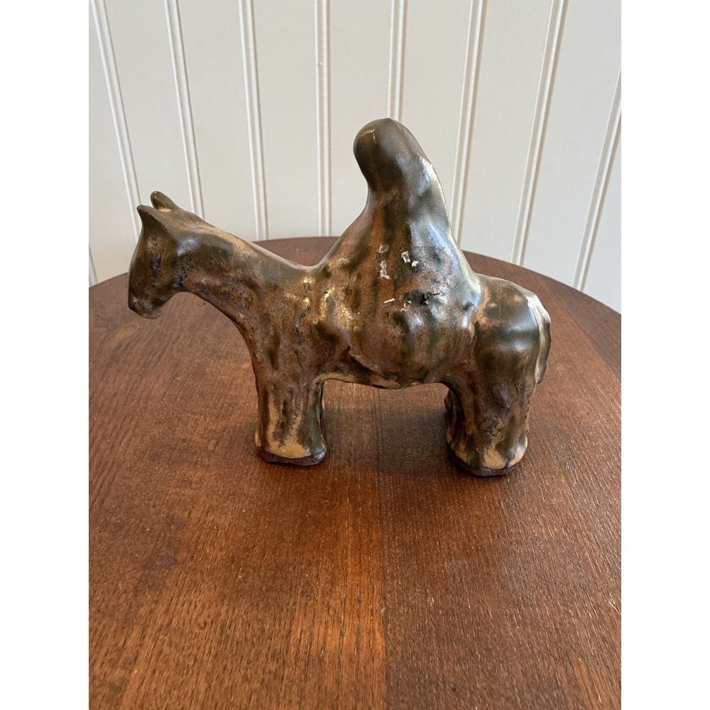 Vintage 1984 Signed KA Studio Pottery Horse Sculpture Folk Art Ceramic